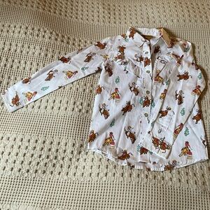 Wrangler Pearl Snap Button Down Long Sleeve with Cowgirl Print